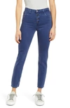 Ag The Isabelle Button Fly High Waist Ankle Straight Leg Jeans In Sulfur Bright Indigo