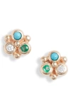 ANZIE DEW DROP MINI FLEUR STUD EARRINGS,4457DTE