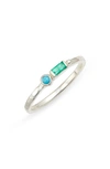 ANZIE CLEO EMERALD & TURQUOISE RING,4382STE7