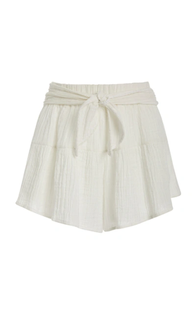 Anaak Brigette Petal Cotton Shorts In White