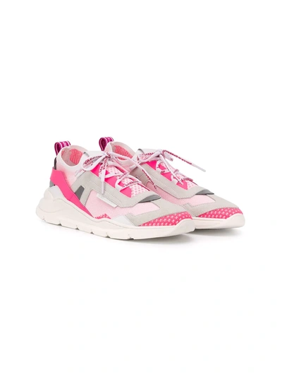 Dolce & Gabbana Teen Mesh-panel Lace-up Sneakers In Pink