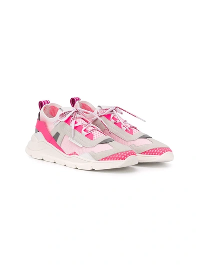 Dolce & Gabbana Teen Mesh-panel Lace-up Trainers In Pink