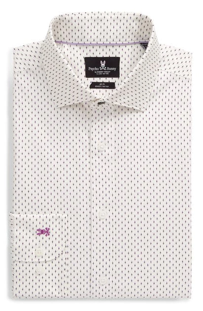 Psycho Bunny Slim Fit Stretch Non-iron Dot Dress Shirt In Purple