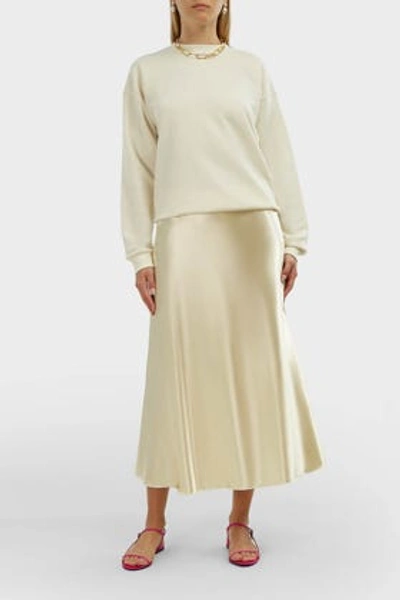The Row Medela Bias-cut Satin Midi Skirt In Vanilla Ivory