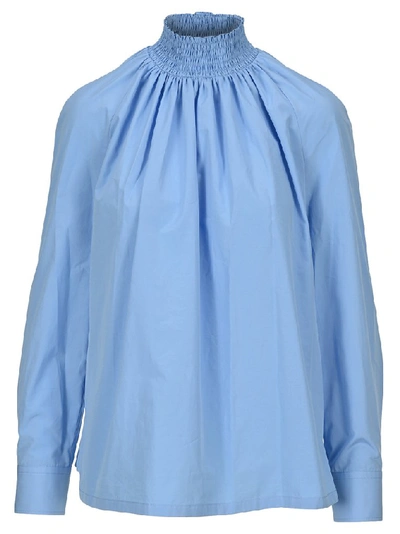 Prada High Neck Blouse In Light Blue