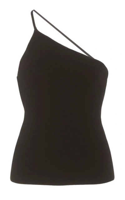 Deveaux One-shoulder Stretch-knit Top In Black