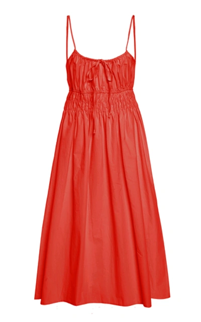 Ciao Lucia Gabriela Smocked Sleeveless Midi Dress In Terracotta