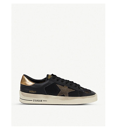 Golden Goose Stardan Leather Trainers In Black/gold