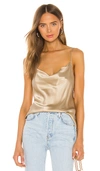 Nili Lotan Gemma Draped Silk-satin Camisole In Khaki