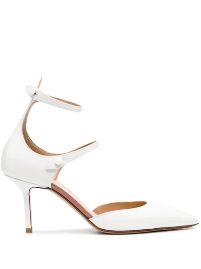 Francesco Russo Double Strap 75mm Pumps In White