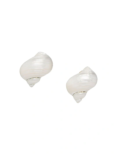 Prada Shell Detail Earrings In White