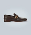 GUCCI LEATHER LOAFERS WITH GG WEB,P00459988