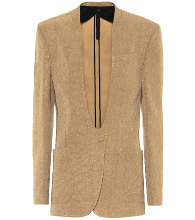 Petar Petrov Jaclyn Silk-blend Collarless Blazer In Brown