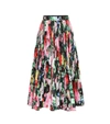 RICHARD QUINN FLORAL PLEATED TAFFETA MIDI SKIRT,P00467353