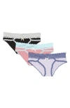 Honeydew Intimates Ahna 3-pack Hipster Panties In Black Silver/ Taffy/ Dreamer