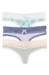 Honeydew Intimates Ahna 3-pack Lace Thong In Heather Grey Seashell/ Dreamer