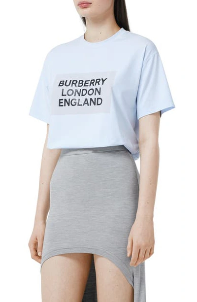 Burberry Oversized Logo Print Jersey T-shirt In Light Blue