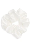 L Erickson Silk Charmeuse Scrunchie In Silk Charmeuse White
