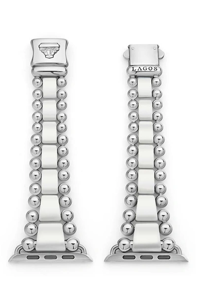 LAGOS LAGOS SMART CAVIAR WHITE CERAMIC & STAINLESS STEEL APPLE WATCH® WATCHBAND,12-90010-CW8