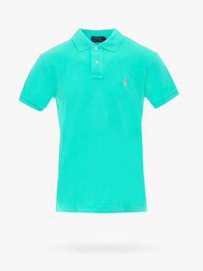 Polo Ralph Lauren Slim Fit Polo Shirt In Mint Green With Pink Logo