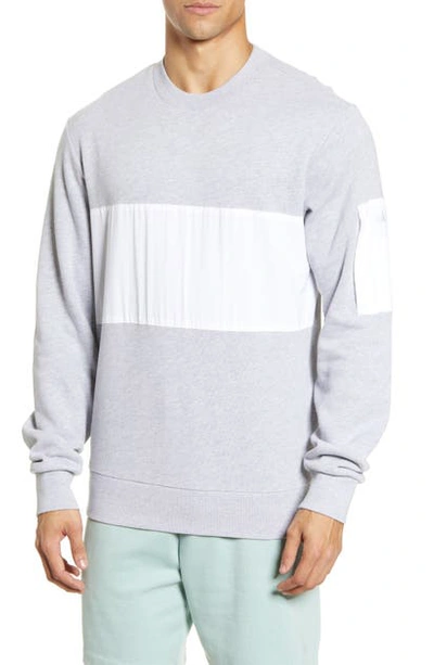 Alo Yoga Traverse Mixed Media Pullover In Athletic Heather Grey/ White