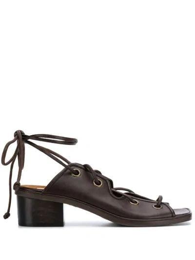 Stella Mccartney 40mm Faux Leather Lace-up Sandals In Brown