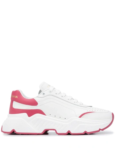 Dolce & Gabbana Dolce And Gabbana White And Pink Daymaster Sneakers