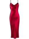 Gilda & Pearl Sophia Midi Silk Slip Dress In Red