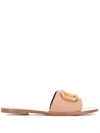 Valentino Garavani Vlogo Slip-on Sandals In Neutrals