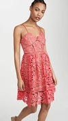 Self-portrait Floral Guipure Lace Minidress In Pink
