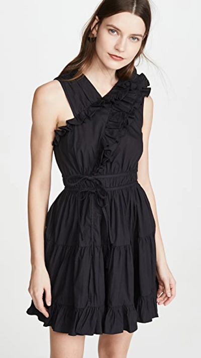 Ulla Johnson Iliana Tiered Ruffled Cotton-poplin Mini Dress In Black