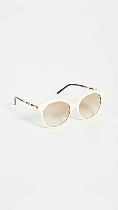 Gucci Bamboo Round Sunglasses In Shiny Solid Ivory