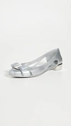 Ferragamo Jelly Ballet Flats In Silver Glitter