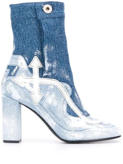 Off-white Denim Ankle Boots In Blue