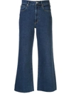 Slvrlake London Ripped High Waist Crop Straight Leg Jeans In Blue