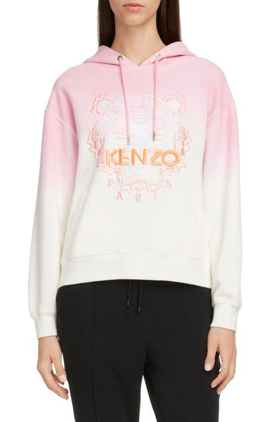 Kenzo Embroidered Dégradé Cotton-jersey Hoodie In Pink