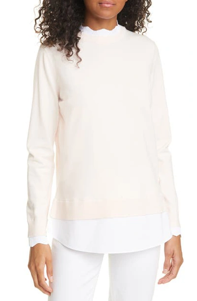 Ted Baker Lleana Mixed Media Layered Sweater In Baby-pink