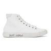 Saint Laurent White Canvas Malibu Mid-top Sneakers In 9030blancop