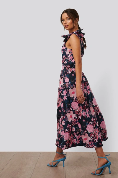 Na-kd One Shoulder Midi Dress - Multicolor In Dark Poppy Flower