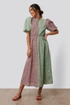 NA-KD PUFF SLEEVE MIDI DRESS FLOWER