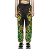 VERSACE JEANS COUTURE VERSACE JEANS COUTURE BLACK AND GREEN LEO CHAIN TRACK trousers