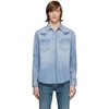 Saint Laurent Men's Destroyed Denim Western Shirt In 4273 Dstpnk