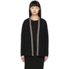 SAINT LAURENT BLACK OVERSIZED WOOL EMBROIDERED CARDIGAN