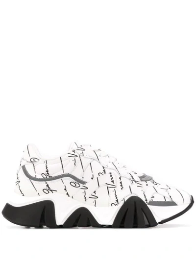 Versace Squalo Logo-printed Sneakers In Bianco