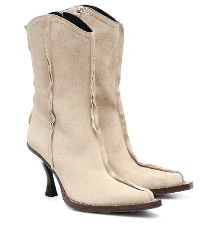 Acne Studios Suede Ankle Boots In Beige