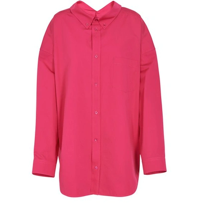 Balenciaga Fuchsia Cotton Cocoon Swing Shirt In Pink