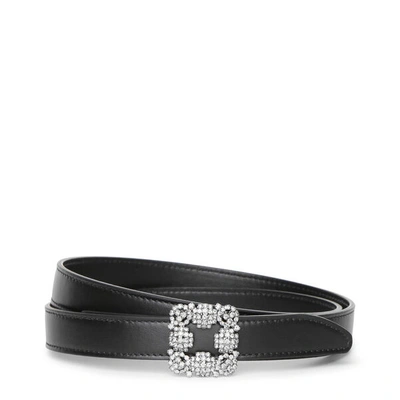 Manolo Blahnik Hangisi Black Leather 20mm Belt