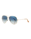 Ray Ban Aviator Flash Lenses Sunglasses Gold Frame Blue Lenses 58-14 In Light Blue