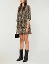 GANNI Leopard-print georgette mini dress