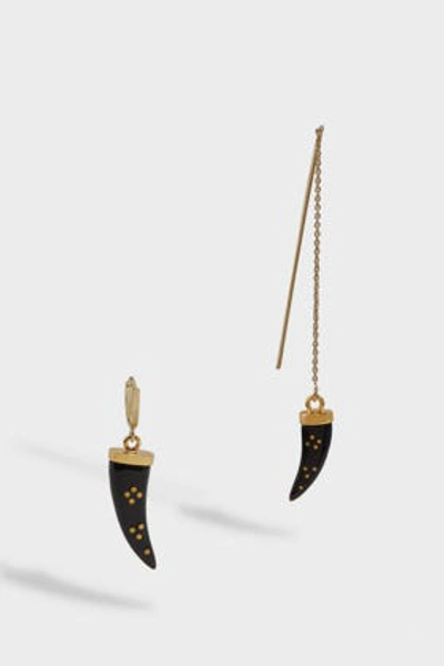Isabel Marant Aimable Mismatched Horn Drop Earrings In Black
